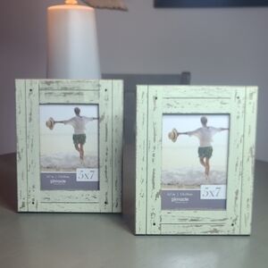 Pinnacle 5x7 Mint Green Distressed Wood Picture Frame Set Of 2